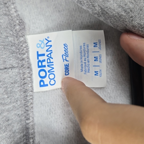 3/$15 port and company gray core fleece hoodie kids size medium - Picture 3 of 4